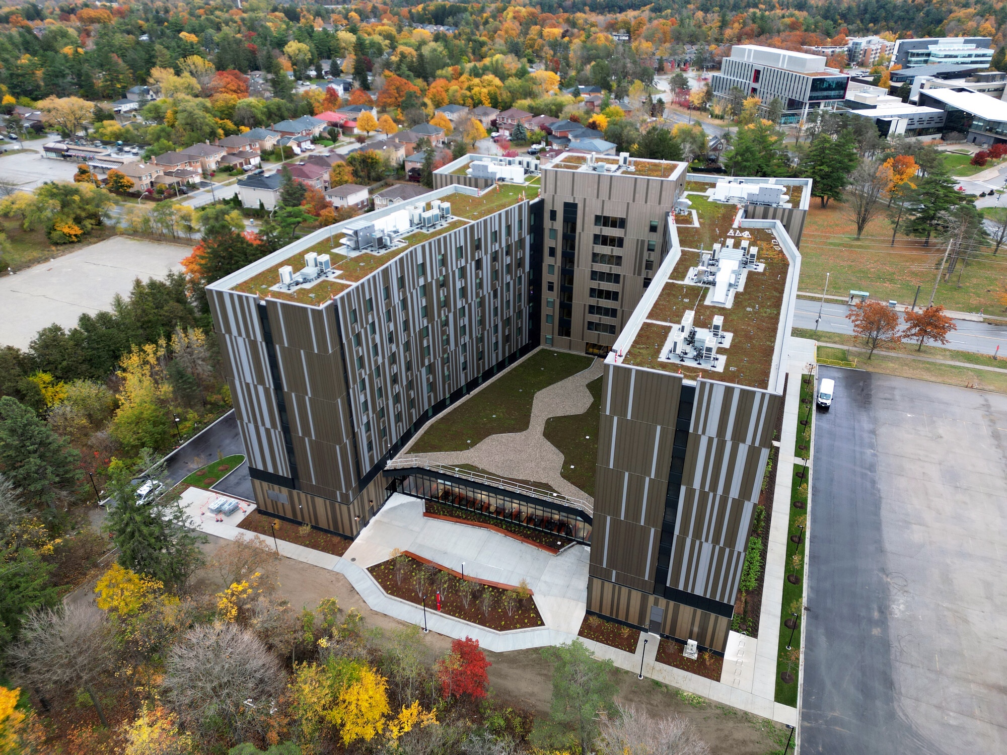 Aerial full exterior shot of Harmony Commons