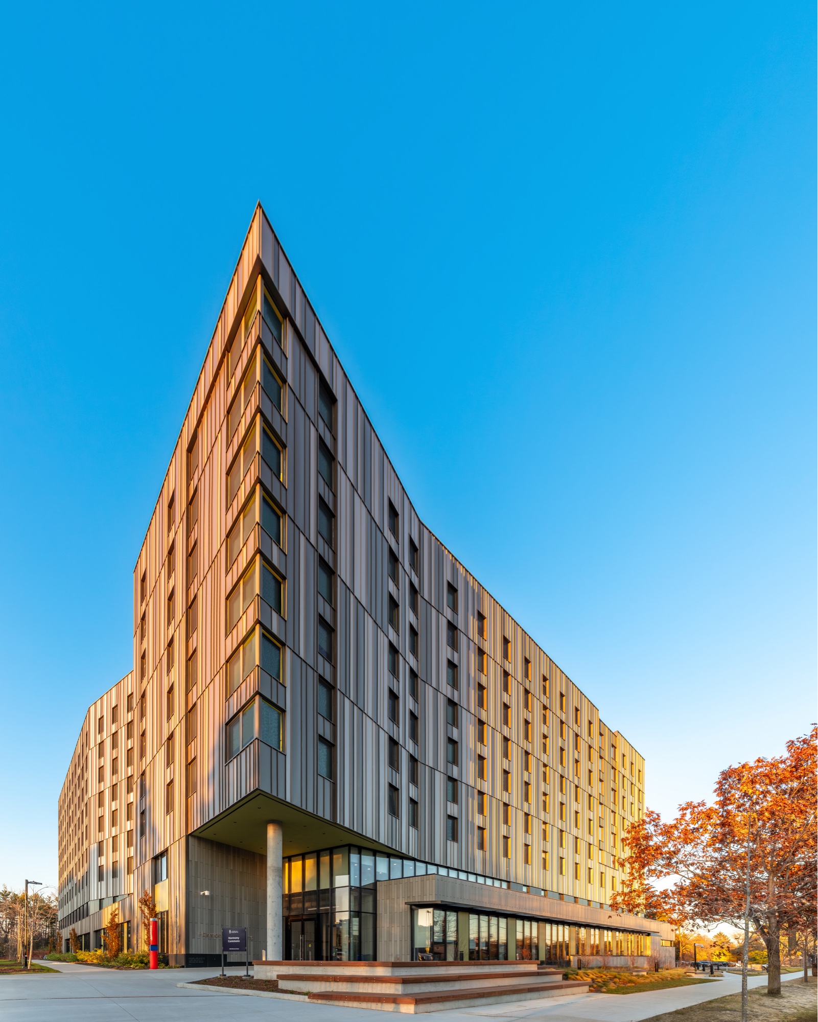 Harmony Commons exterior against clear blue sky